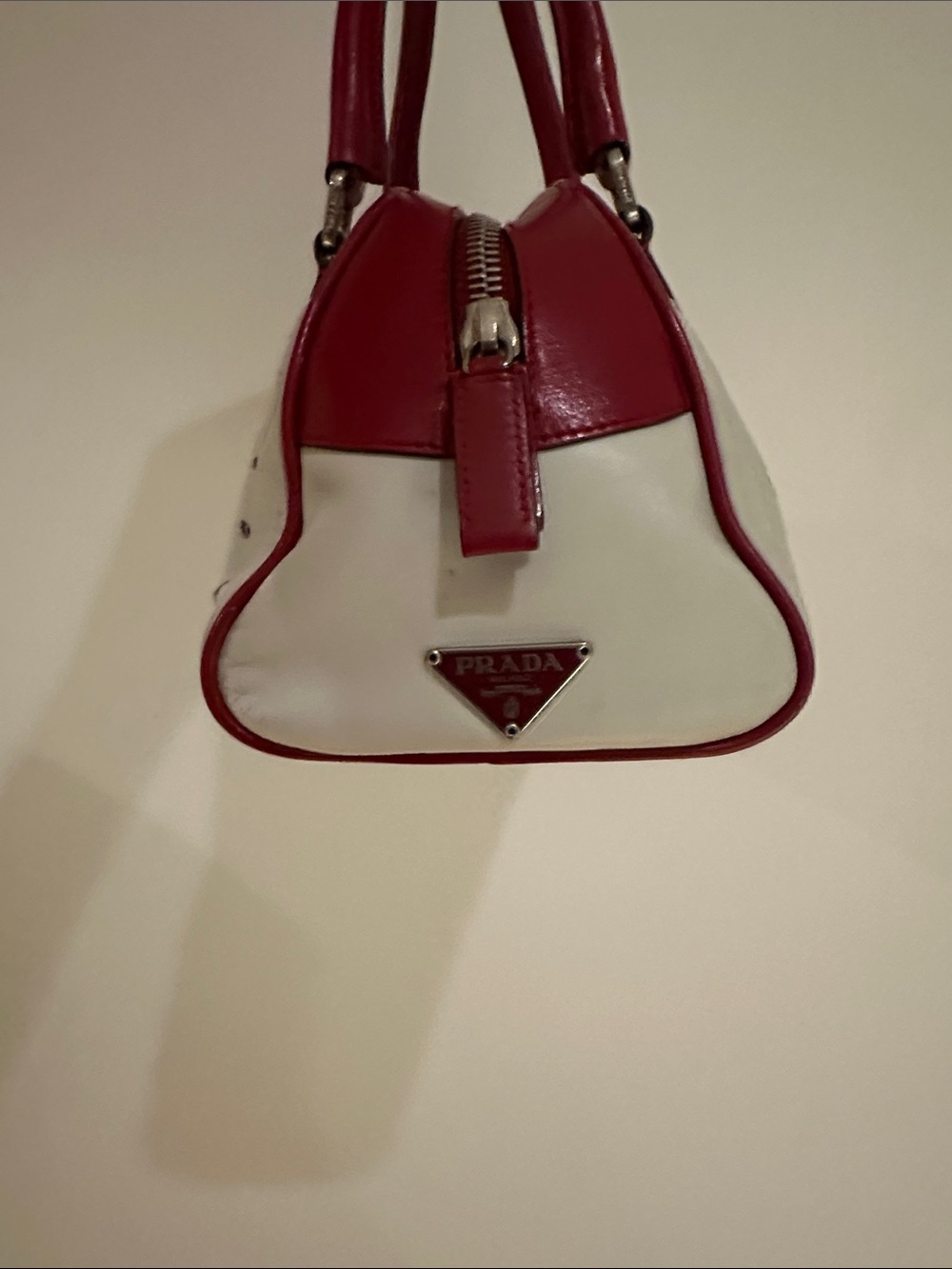Vintage Prada S/S 2000 Vitello Drive Perforated Bowling Bag - Picture 3 of 12